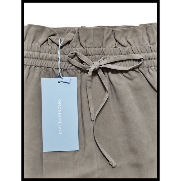 NWT Antonio Melani Delilah Washable Silk Shorts Pull On Loden Tan 16 NEW - Picture 2 of 8